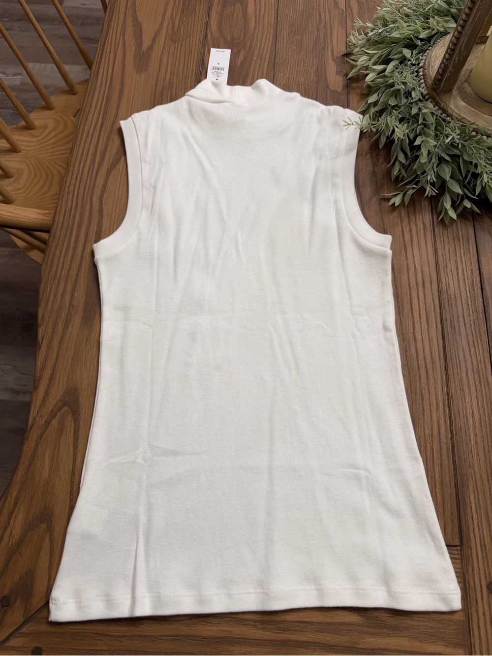 5 For $50 Sleeveless Mock Neck Tank Top Tee - White - Picture 4 of 4